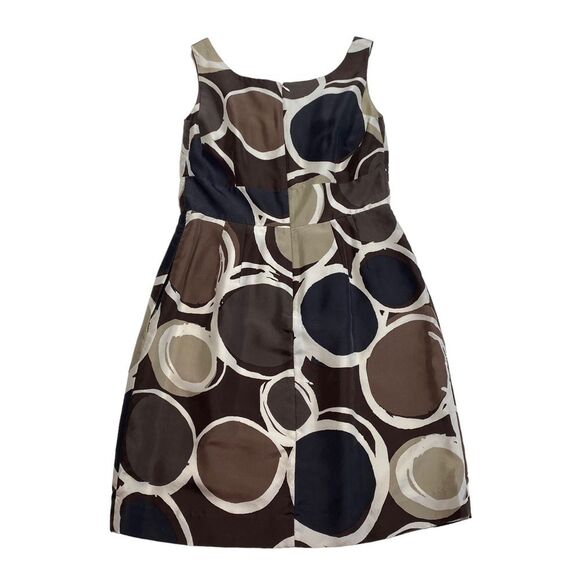 Banana Republic Silk Sleeveless Sheath Dress Brown Geometric Print Sz 8 - Picture 5 of 15